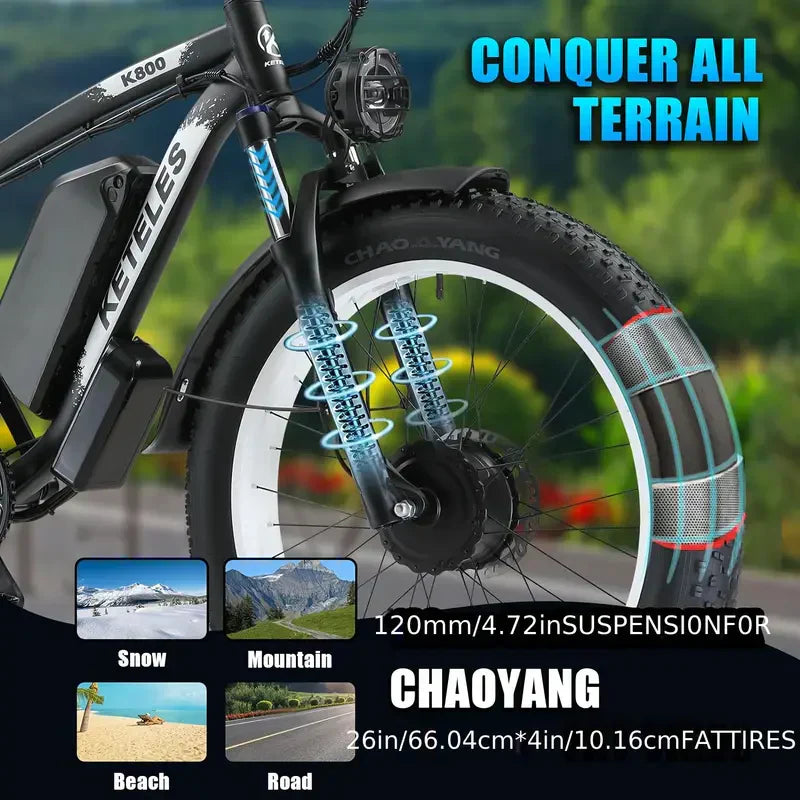 Kettles 26″ Dual-Motor Fat Tire E-Bike